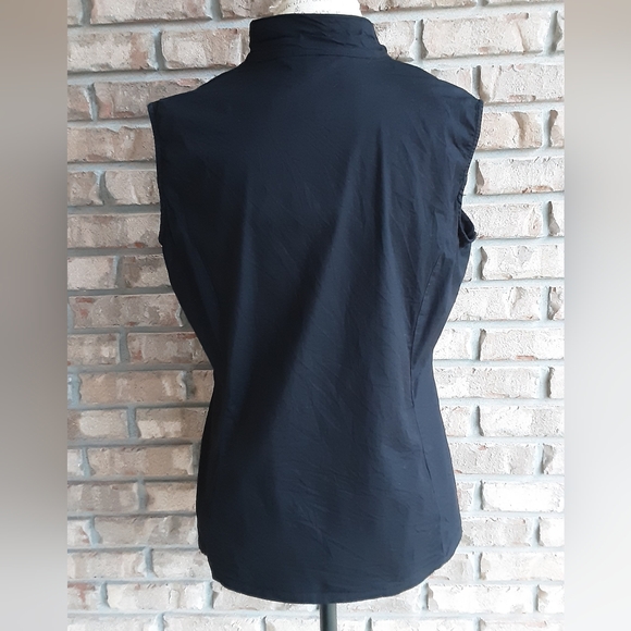 Ming Wang Black Sleeveless Zip Front Cotton Blend Top - Picture 4 of 7